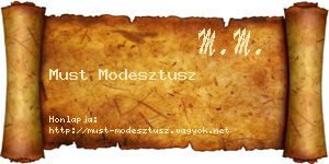 Must Modesztusz névjegykártya